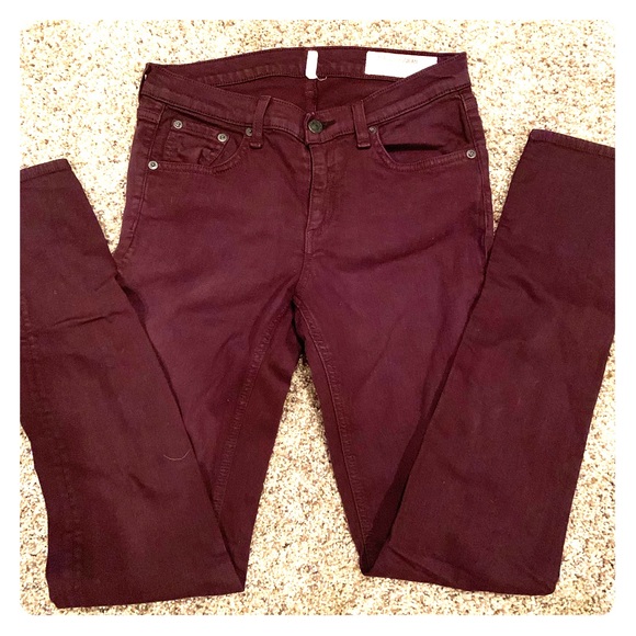 rag & bone Denim - Rag & Bone maroon skinny jeans, size 28 wine
